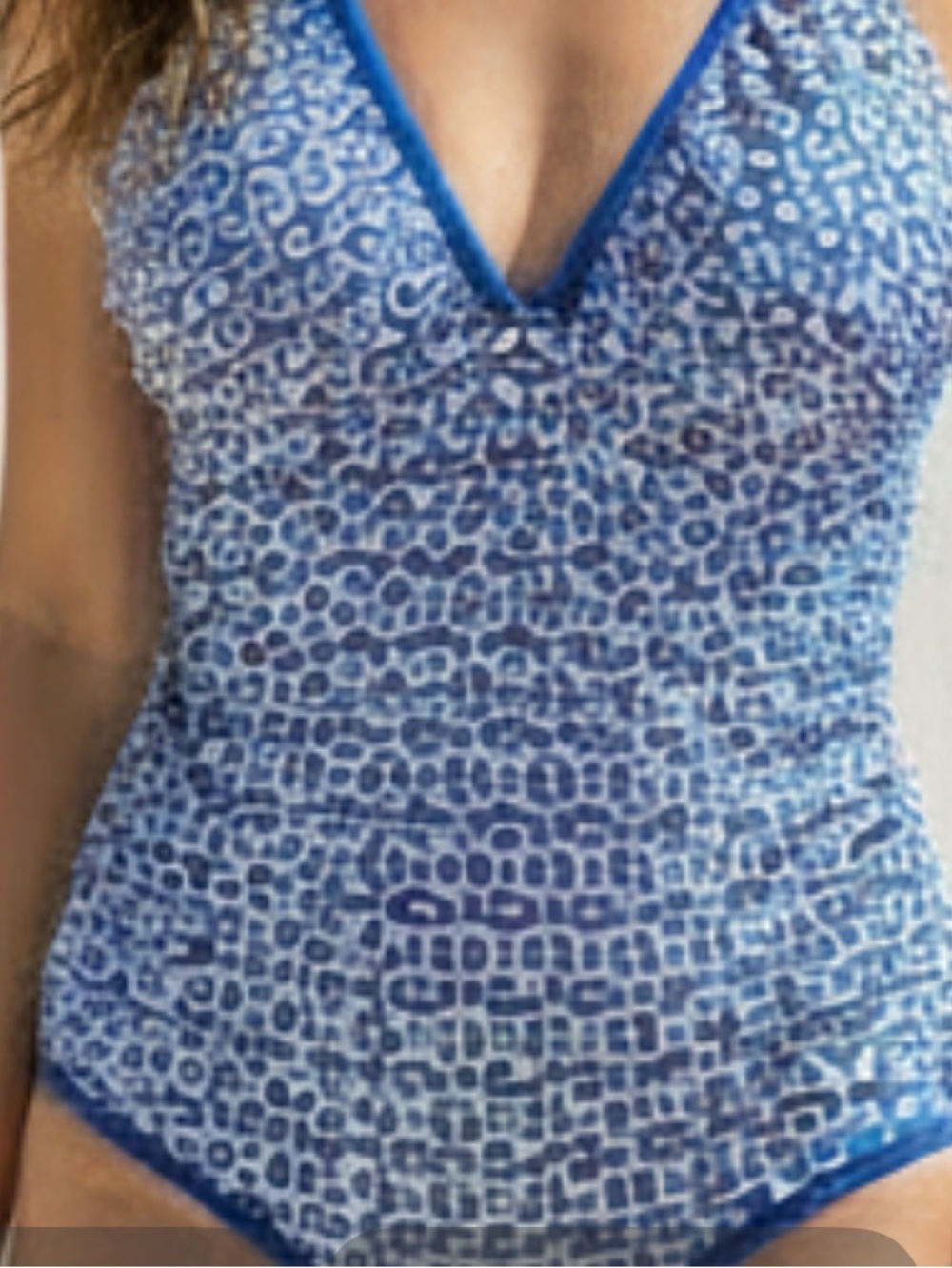 Nwt Blue Patterned V-Neck One-Piece  Shade and Shore Swimsuit size xlg